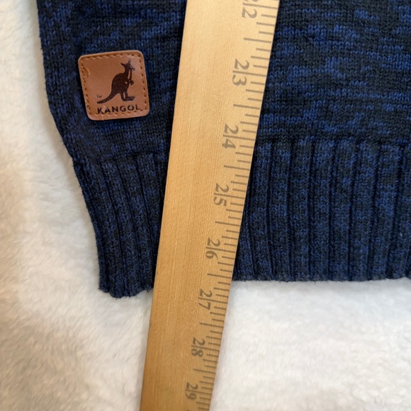 Kangol Vintage Sweater Mens Size Large Blue Knit 1/4 Zip Preppy 100% Cotton - Picture 9 of 10